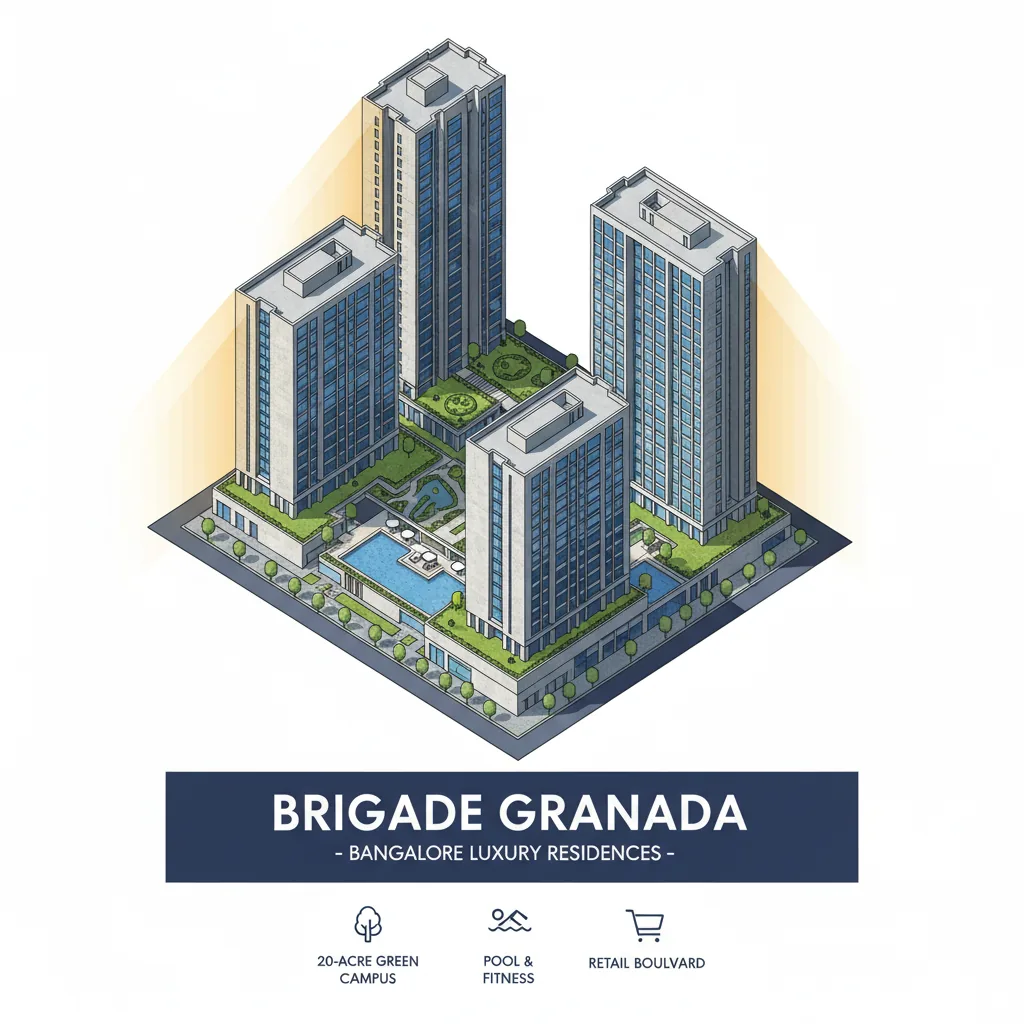 Advantages of Investing in Brigade Granada - Modern luxury residential high-rise apartment complex in Bangalore with contemporary glass towers and green landscaping