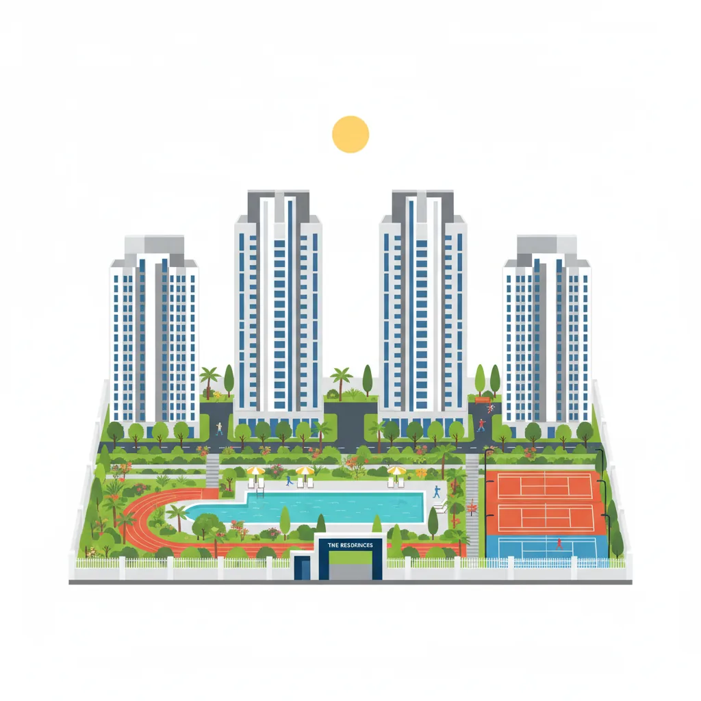 Bangalore Residential Projects by Brigade Group - Modern luxury residential apartment towers with lush green gardens and sports facilities