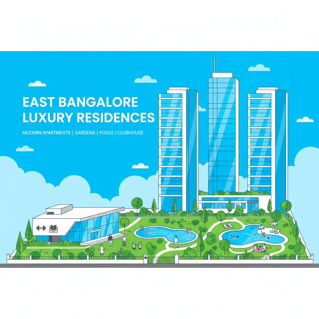 The Best Apartments For Sale in East Bangalore - Modern luxury residential apartment complex with tall glass towers and premium gated community amenities