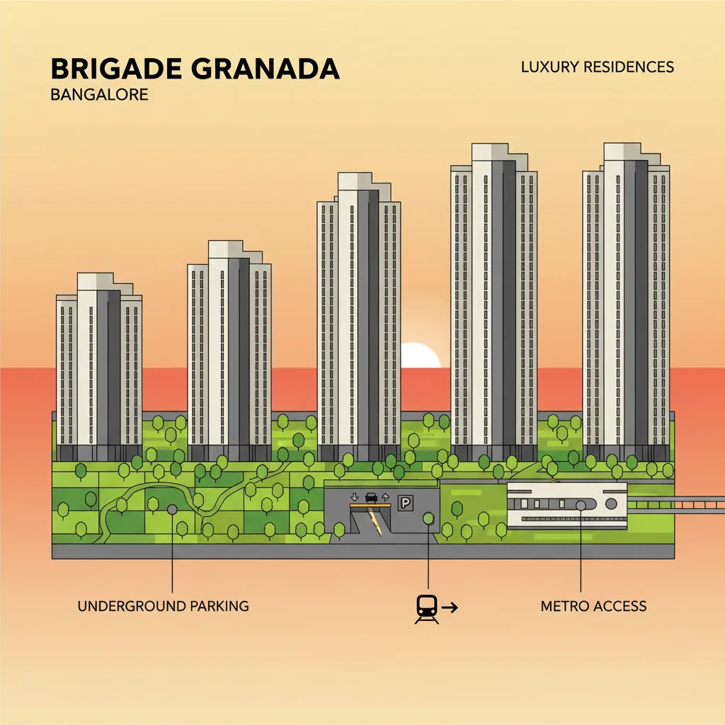 Best Investment Property in Bangalore 2026 - Brigade Granada aerial view with luxury residential towers, green parks, and metro connectivity