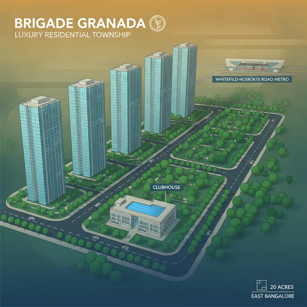 Brigade Granada on Whitefield - Hoskote Road - Luxury residential township with modern high-rise towers and landscaped gardens