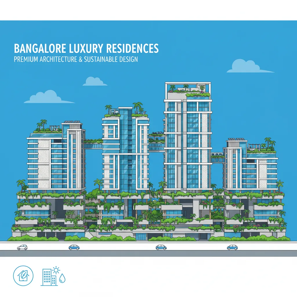 Good Builder in Bangalore - Modern luxury residential apartment towers with lush green landscaping and sustainable design