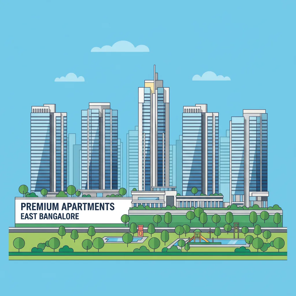 Modern high-rise residential towers in East Bangalore with lush green spaces and premium branded apartments