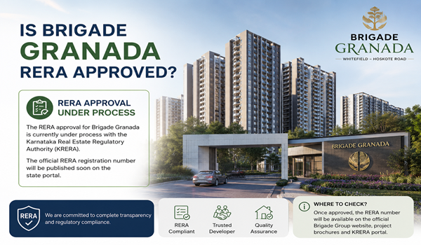 Is Brigade Granada RERA approved - Modern luxury apartment complex aerial view of Brigade Granada residential towers