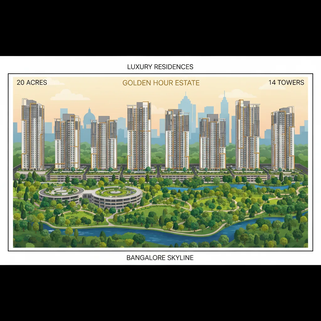 A Grand Vision of Luxury at Sannatammanahalli - Brigade Granada luxury township aerial view with 14 towers
