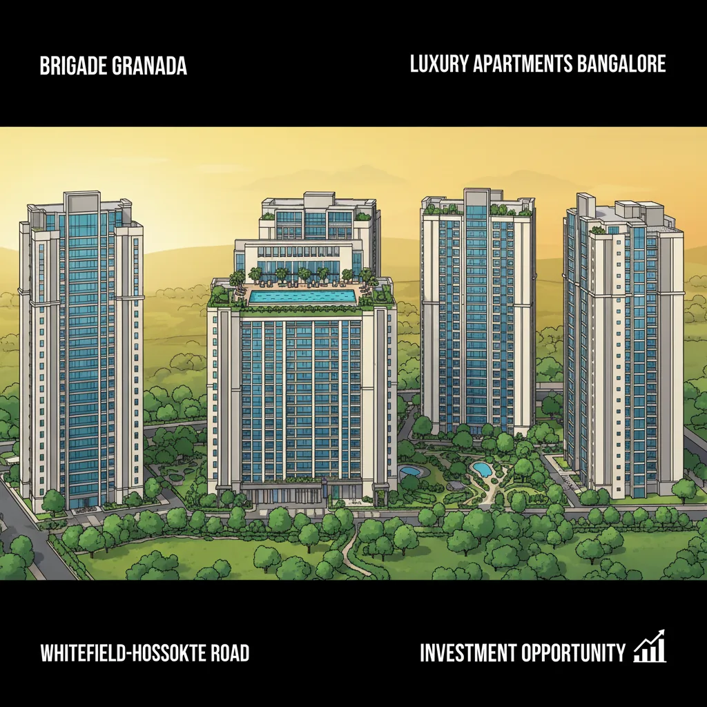 Luxury Brigade Granada apartment complex aerial view on Whitefield-Hoskote Road Bangalore