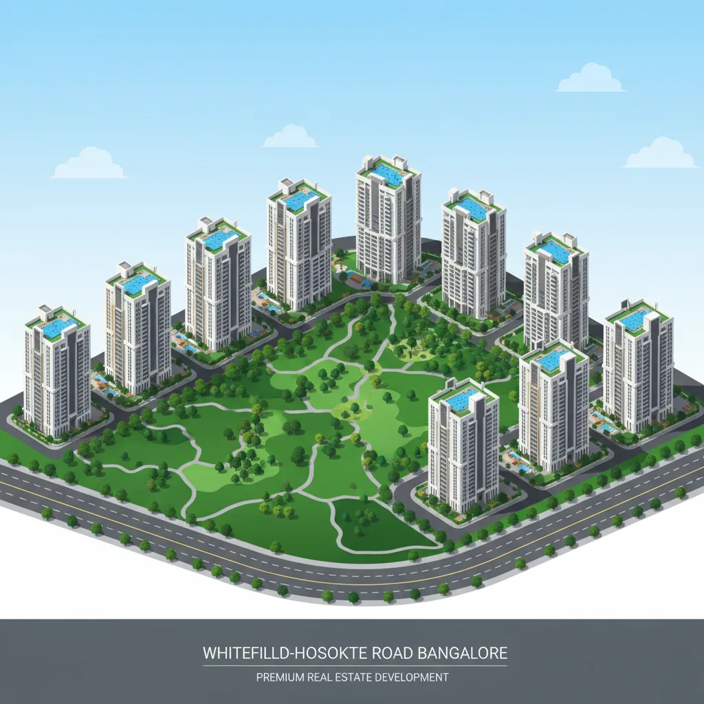 Elite Residential Living in East Bangalore - Luxury township aerial view with 14 towers and green gardens