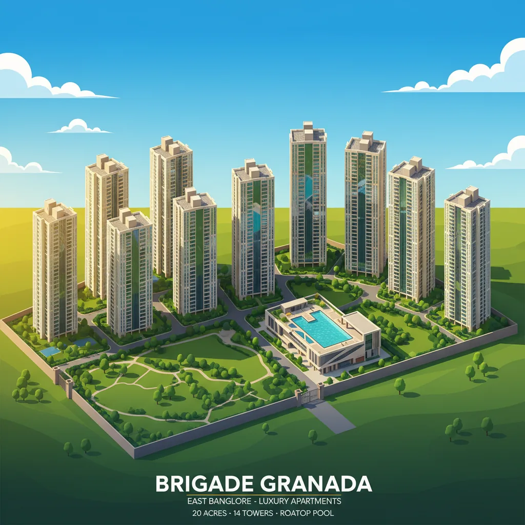 New Launch Apartment in East Bangalore - Brigade Granada residential complex aerial view