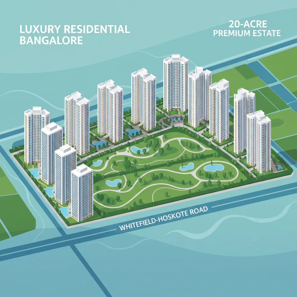 Modern luxury Brigade Granada residential apartment complex aerial view in Sannatammanahalli, Bangalore
