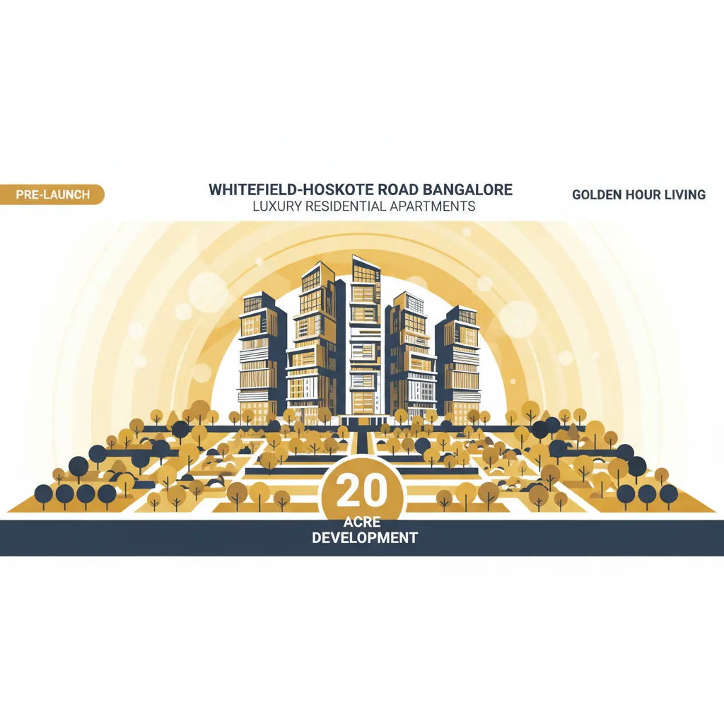 Modern luxury residential apartment towers on Whitefield-Hoskote Road Bangalore pre-launch real estate visual